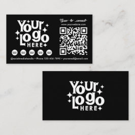 QR-kodskanningsbar Social Media Black Business-Log Visitkort