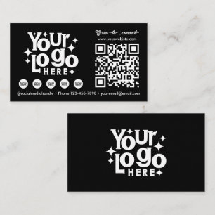 QR-kodskanningsbar Social Media Black Business-Log Visitkort