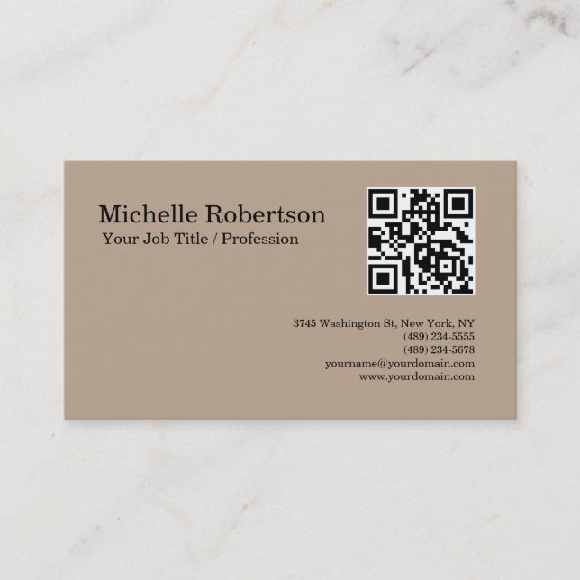 QR-kodskanningsbart minimalistiskt Anpassade Visitkort (Framsida)