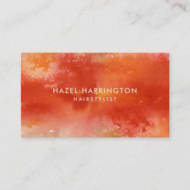 QR-kodskannningsbara färgade Orangar Vattenfärgsko Visitkort (Framsida)