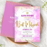 QR-kodskript för Bat mitzvah Rosa Guld Watercolor Inbjudningar<br><div class="desc">Var stolt, gladd och visa den här milstolpen av din favoritBat mitzvah! Skicka ut den här fantastiska, moderna QR-kodsinbjudan för personlig för en händelse att komma ihåg. Sparkly faux guld-folie, glitter-punkter, David Star och handskrivet manustypografi täcker över en mjuk rosa vattenfärgsbakgrund. På baksidan finns ytterligare punkter i guld glitter, dotterns...</div>