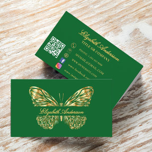 QR-kodskript för Butterfly grönt guld Visitkort