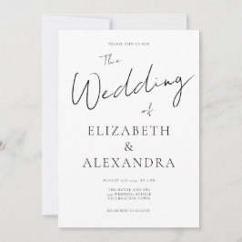 QR-kodskript för minimal Elegant Bröllop Inbjudningar