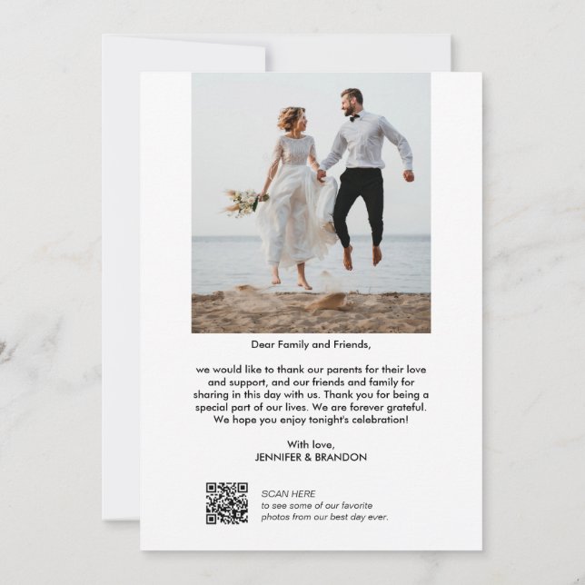 QR-kodskript Modern Bröllop Photo Tack (Baksida)