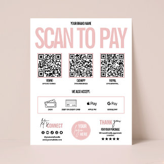 QR-kodsökning för att Betala betalningsskylt Venmo Poster