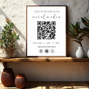 QR-kodsökning för vit sökning för att följa oss i Poster