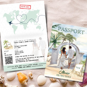 QR-kodspass, Mexiko Beach Wedding Destination Inbjudan