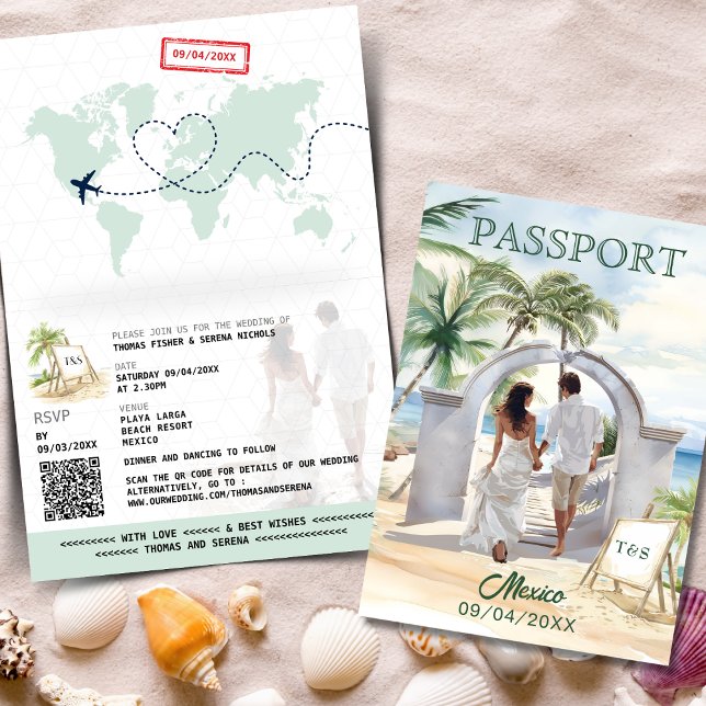 QR-kodspass, Mexiko Beach Wedding Destination Inbjudan (Skapare uppladdad)