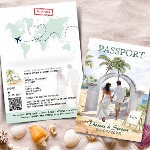 QR-kodspass, Mexiko Beach Wedding Destination Inbjudan