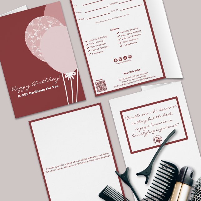 QR-kodtjänstens Grattis på födelsedagen-gåvscertif Hälsningskort (QR Code Services Happy Birthday Gift Certificate, Smoky Topaz and White, Small  Business)