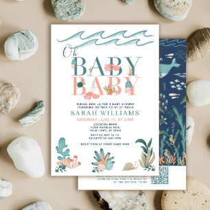 QR-kodtvillingar under havet Oh Baby Baby Shower Inbjudningar