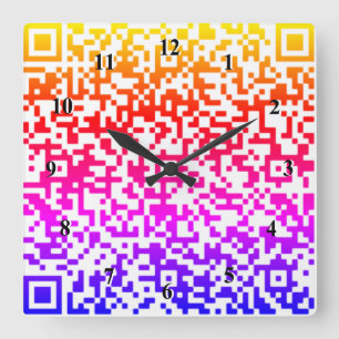 QR-kodväggklocka - Regnbåge Färg Fyrkantig Klocka