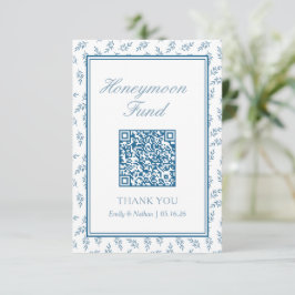 QR-kort för elegant Blue Bröllop Honeymoon Fund QR