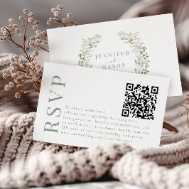 QR-kort för enkel Grey Blommigt-Bröllop OSA Tilläggskort