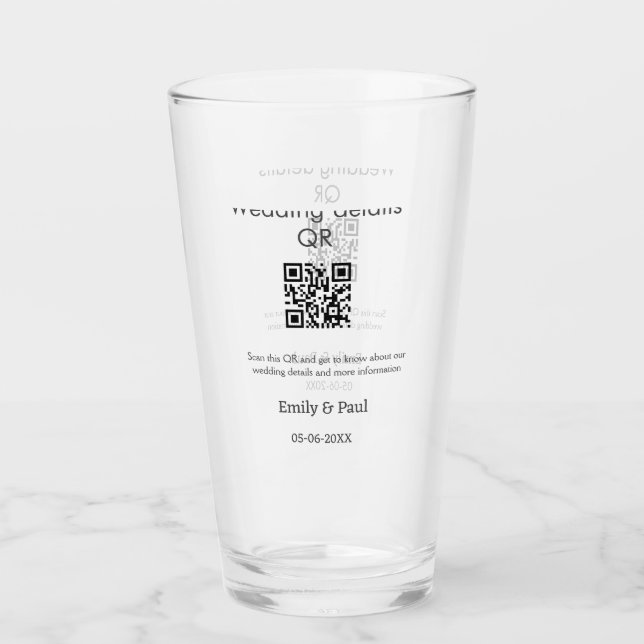QR lägg till par för information om bröllop webbpl Glaskopp (Framsida)