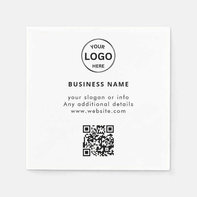 QR-Logotyp - Business Minimalist - enkel Pappersservett (Framsidan)