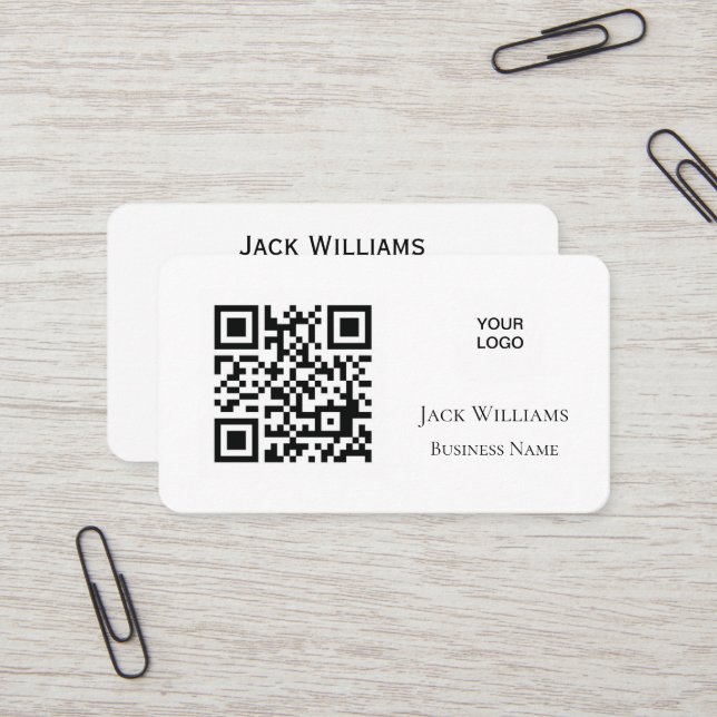 QR-Logotyp - enkel Professionell Modern Visitkort (Fram/Back In Situ)