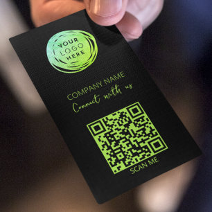 QR-Logotyp Fluorescent-Grönt Visitkort