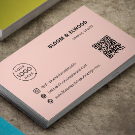 QR-Logotyp för enkel, modern, minimal Rosa Visitkort