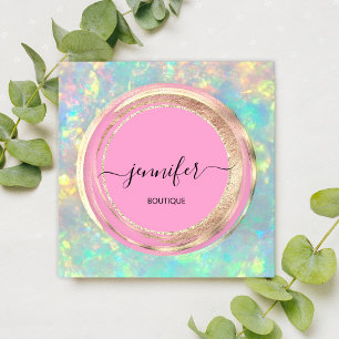 QR Logotyp Glitter Guld Drives Holograph Rosa Fyrkantigt Visitkort