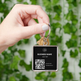 QR-Logotyp - kontaktlös modern nyckelkedja Fyrkantig Silverfärgad Nyckelring