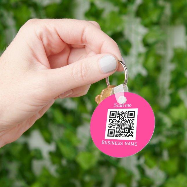QR-Logotyp - Magenta Shock rosa Girly Nyckelring (Hand)