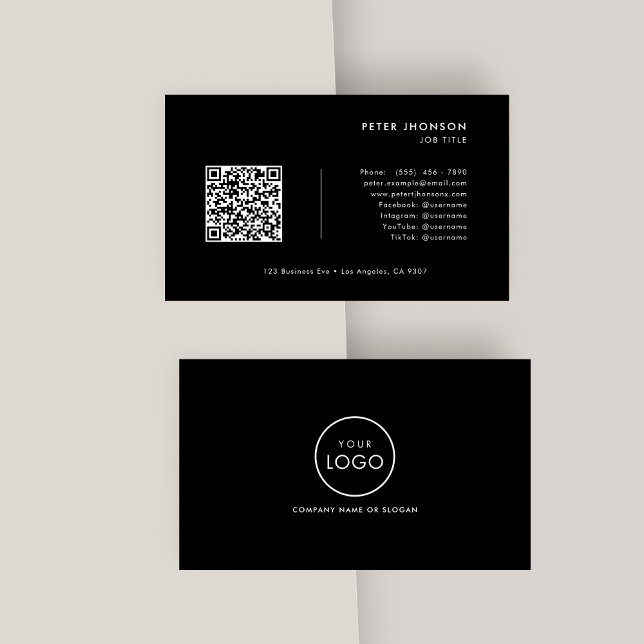 QR-Logotyp med enkel Professionell, svartvitt och  Visitkort (Skapare uppladdad)