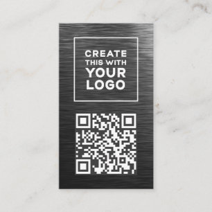 QR-Logotyp Metallic Search Modern Lodrät Visitkort