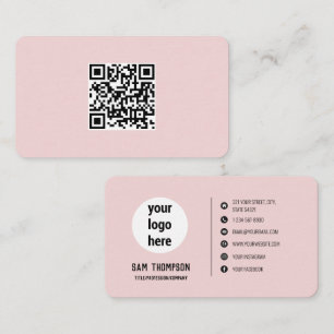 QR-Logotyp - minimalt Affärskort för Rosa av affär Visitkort