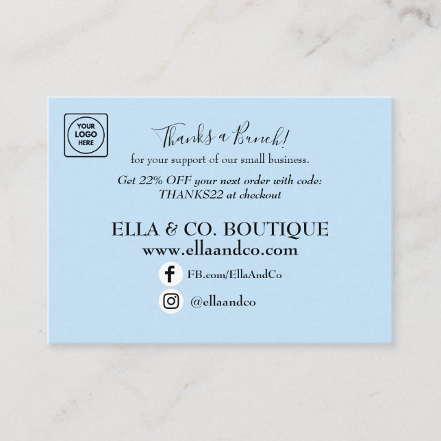 QR-logotyp Minimalt tack-kort Tilläggskort (Framsida)