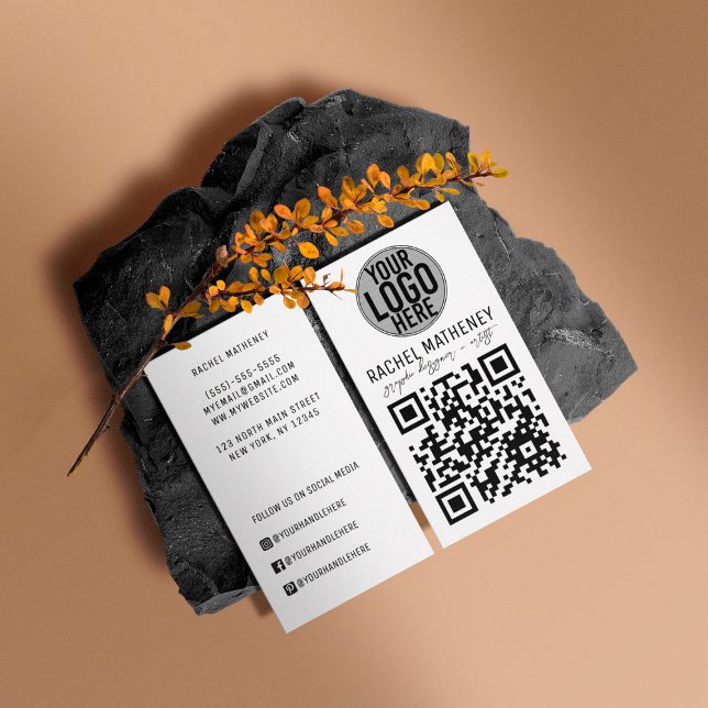 QR-Logotyp Modern enkel vit Professionell Visitkort (Skapare uppladdad)