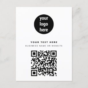 QR-Logotyp - modern, minimalistisk vit Helg Vykort