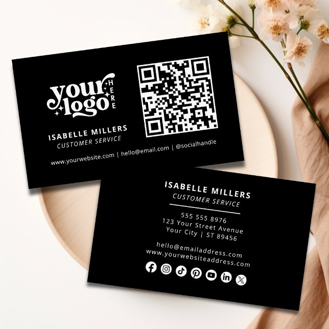 QR-Logotyp - modern Professionell, svart Visitkort (Skapare uppladdad)