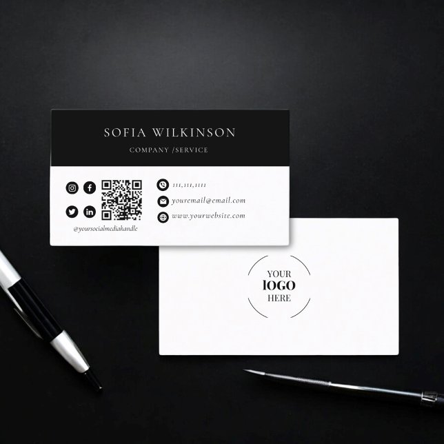 QR-Logotyp - Modern Professionell Visitkort (modern professional business card easy to edit , add all socials and qr code )