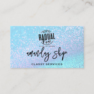 QR Logotyp Online Shop Blue Oceanic Glitter Visitkort