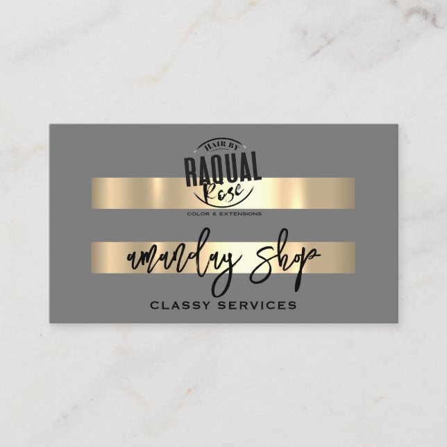 QR Logotyp Online Shop Guld Grått Professionell Visitkort (Framsida)