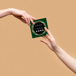 QR Logotyp Online Shop Ram Guld Grönt Fyrkantigt Visitkort