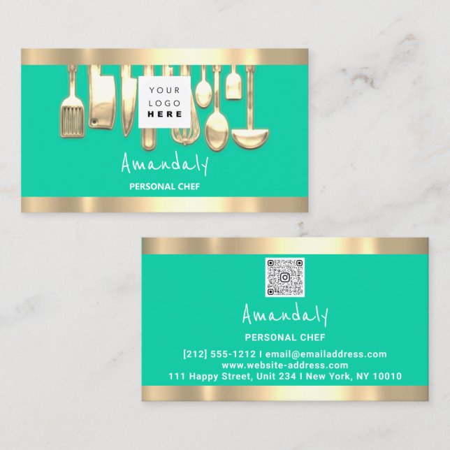 QR Logotyp Personal Chef Cooking Restaurant Food M Visitkort (Fram/baksida)