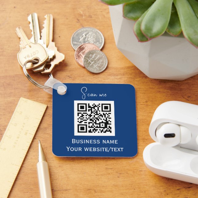 QR-Logotyp - Professionell blå Nyckelring (Skrivbord)