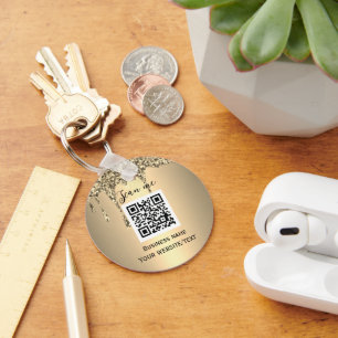 QR-Logotyp - Professionell Guld Nyckelring