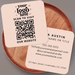 QR-Logotyp - Professionell - modern Rosa Fyrkantigt Visitkort