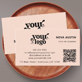 QR-Logotyp - Professionell - modern Rosa Visitkort