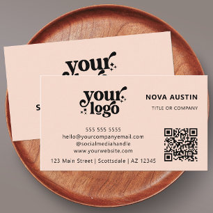 QR-Logotyp - Professionell - modern Rosa Visitkort