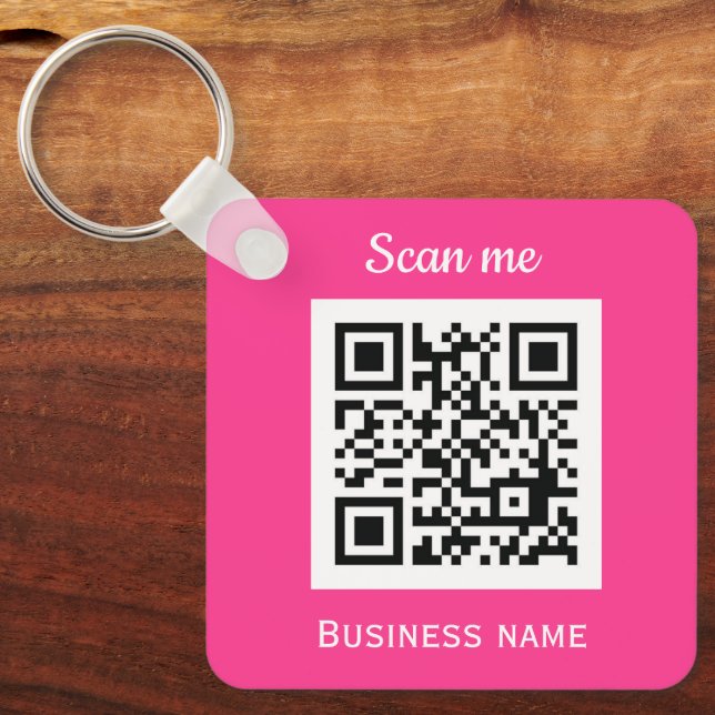 QR-Logotyp - Professionell Shock rosa Girly Nyckelring (Framsida)