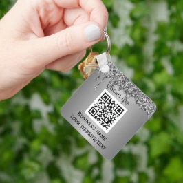 QR-Logotyp - Professionell Silver Nyckelring
