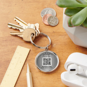 QR-Logotyp - Professionell Silver Rund Silverfärgad Nyckelring