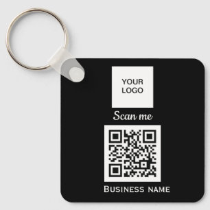 QR-Logotyp - Professionell, svart, Anpassningsbar, Nyckelring