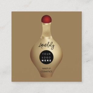 QR Logotyp Red Guld Cosmetics Parfym Sepia Fyrkantigt Visitkort