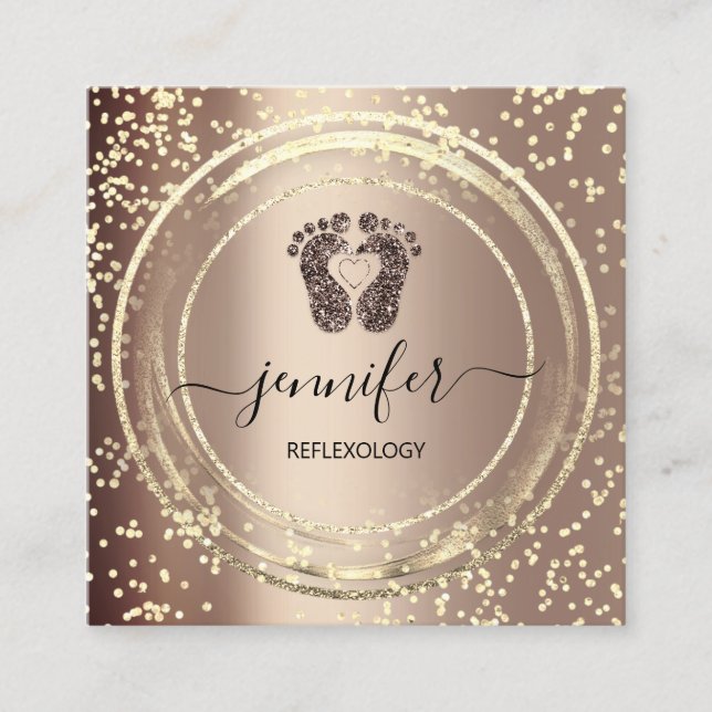 QR Logotyp Reflexology Foot Massage Feet Ro Fyrkantigt Visitkort (Framsida)