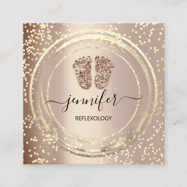 QR Logotyp Reflexology Massage Feet Ro  Fyrkantigt Visitkort (Framsida)